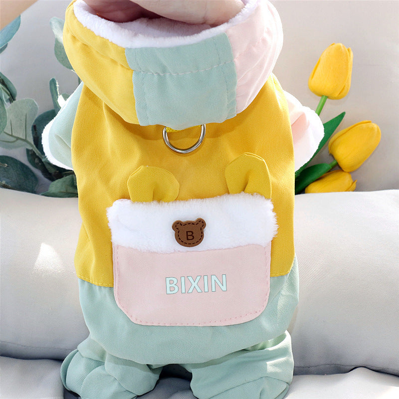 Traction puppy dog clothes winter Bigbear teddy Pomeranian Schnauzer small dog pet autumn and winter four-legged winter