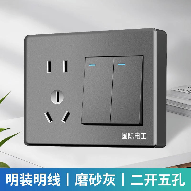 International electrician surface-mounted switch socket 86-type large board five-hole bright wire box household wall plug panel wholesale
