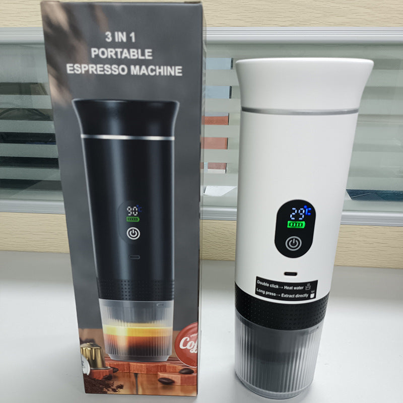 Cross-border heated small coffee machine, espresso portable coffee machine, coffee powder size capsule three-in-one