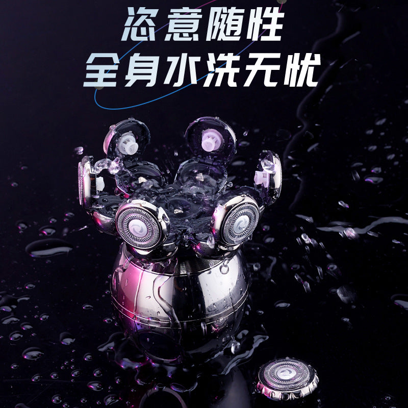 New shaved head haircut Smart men shaved head Seven knife heads Electric razor Rechargeable razor Wholesale