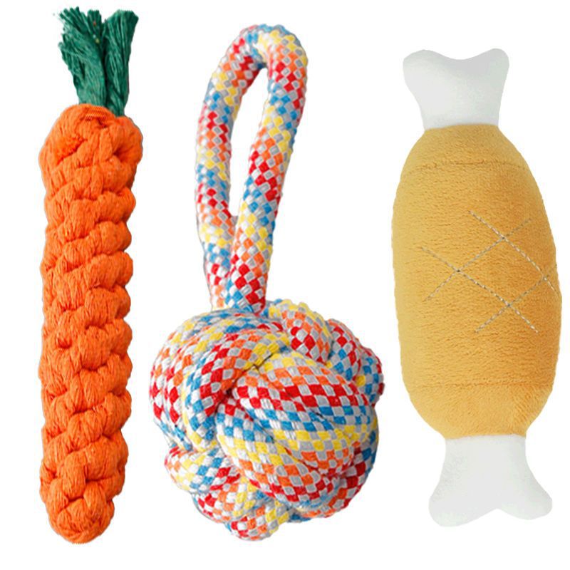 Pet Dog Toys Frisbee Pet Ball Puppy Toys Bite-resistant Knot Self-Hi Carrot Teeth Grinding Toys