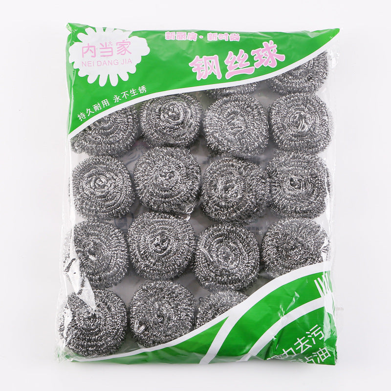 Large 20-pack steel wire balls do not drop slag, household kitchen cleaning balls, stainless steel pot washing, pot brushing supplies wholesale