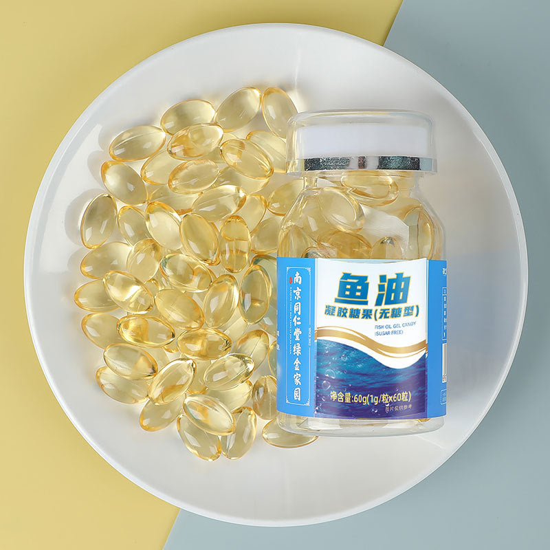 Nanjing Tong Ren Tang Deep Sea Fish Oil Gel Candy Sandwich Soft Gel Sugar Free Cod Oil Factory Wholesale One Piece