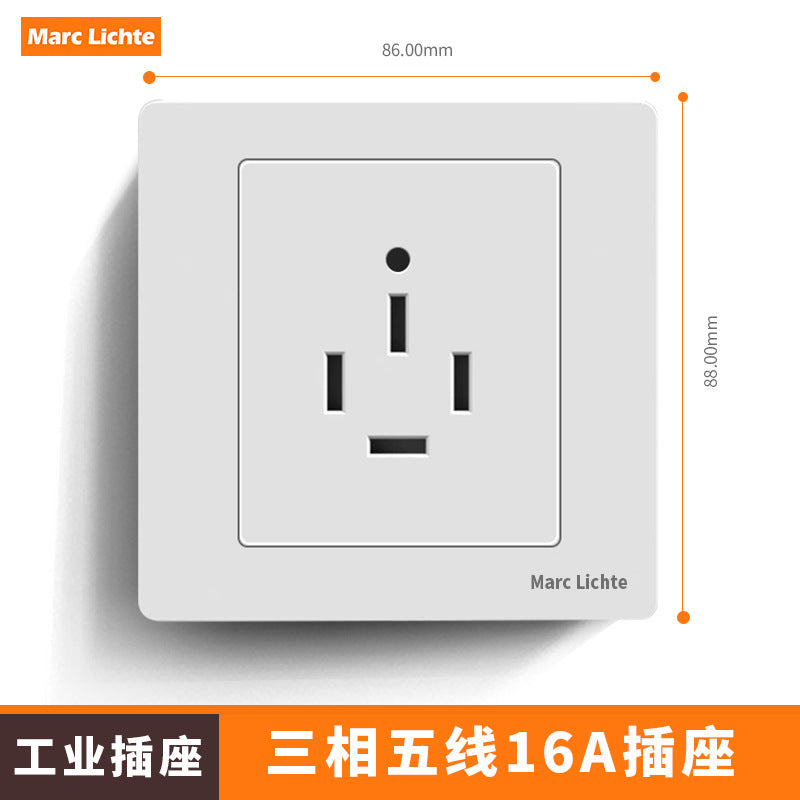 380V three-phase five-wire five-hole industrial plug 16A/25A wall socket 5-core air conditioner high-power 86 type 440v
