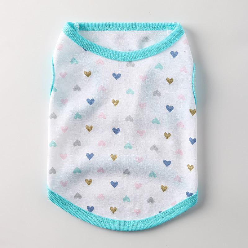 Cat and dog clothes summer vest cotton thin teddy Pomeranian small dog cat British short blue and white handsome breathable anti-hair loss