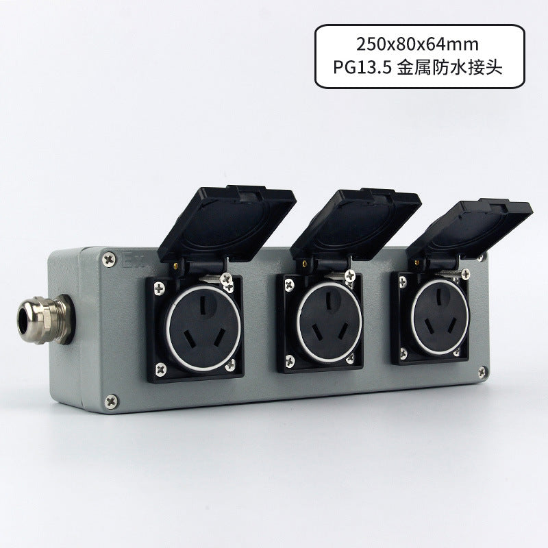 Outdoor cast aluminum socket 220/380V wall plug Five-hole waterproof switch Industrial grade 10/16A surface mounted panel