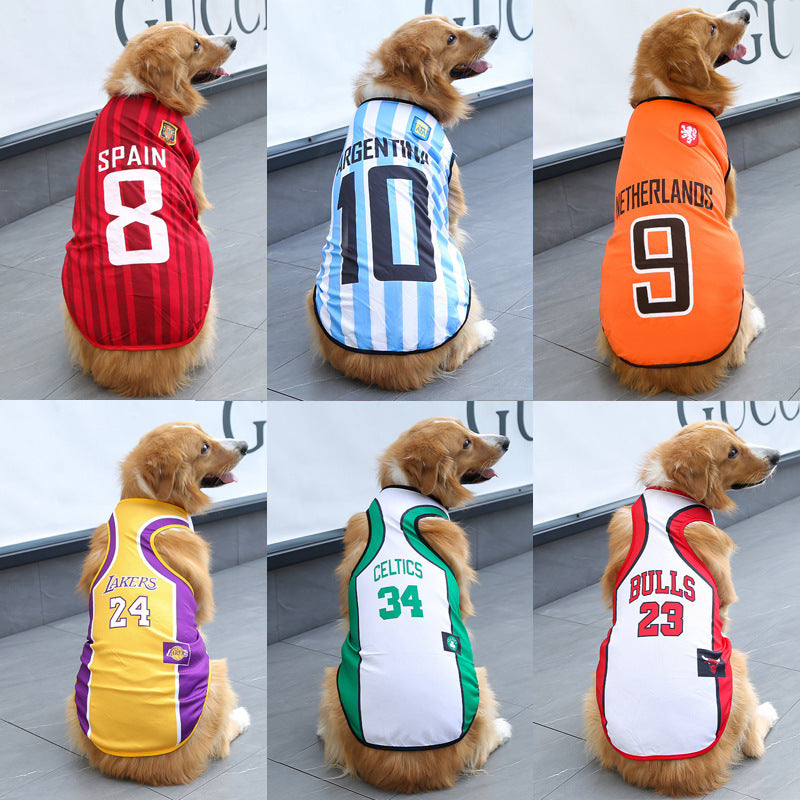 Dog Clothes World Cup Jerseys Thin Medium Large Dog Golden Retriever Teddy Bigbear Husky Samo Corgi Summer Clothing