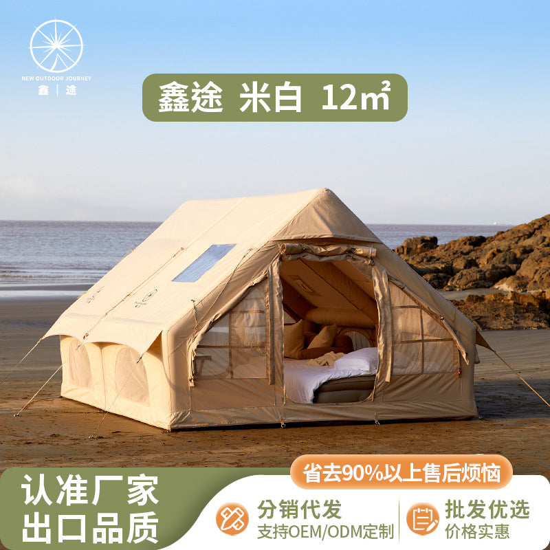 Xintugen 12 inflatable tent 3-5 people camping Oxford cotton rainproof people camping equipment