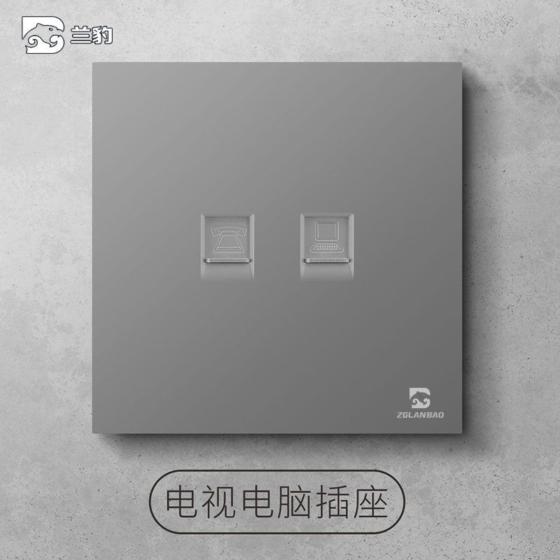Wholesale Household Dark Grey Five-hole Socket 86 Concealed Two and Three Poles One Open Single Double Control Plug Switch Panel