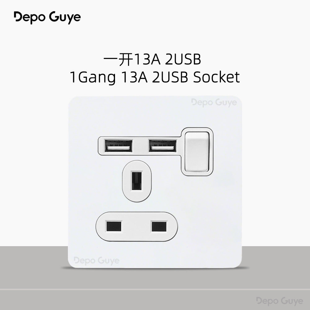 Foreign trade simple wind stainless steel switch panel 86 type concealed Hong Kong and Macao British standard European socket brass lever