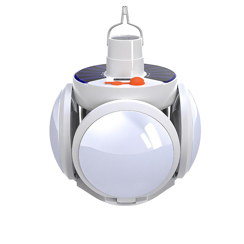 Solar football light long battery life charging camping light five-sided luminous multi-functional folding household emergency bulb light