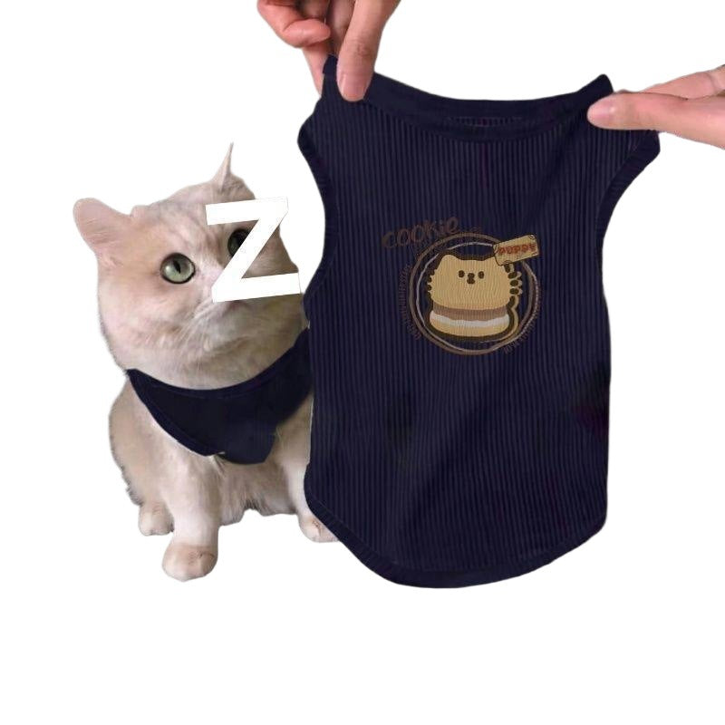 Cat summer thin ice silk vest anti-hair loss kitten clothes breathable and cool cute kitten pet cat clothing