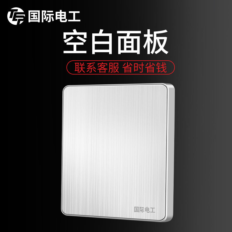 International Electrical Switch Socket Panel Porous Stainless Steel Power Supply Household Wall Type One Open Five Hole Single Control Double Control