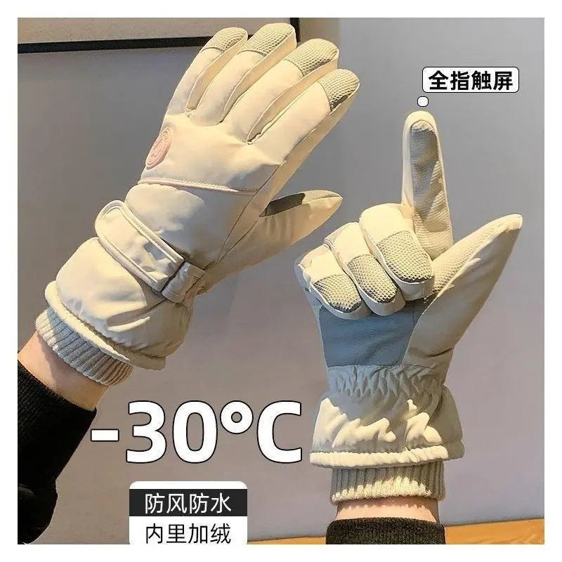 Winter Warm Gloves Thickened Warm Unisex Outdoor Waterproof Riding Ski Riding Touch Screen Windproof Gloves