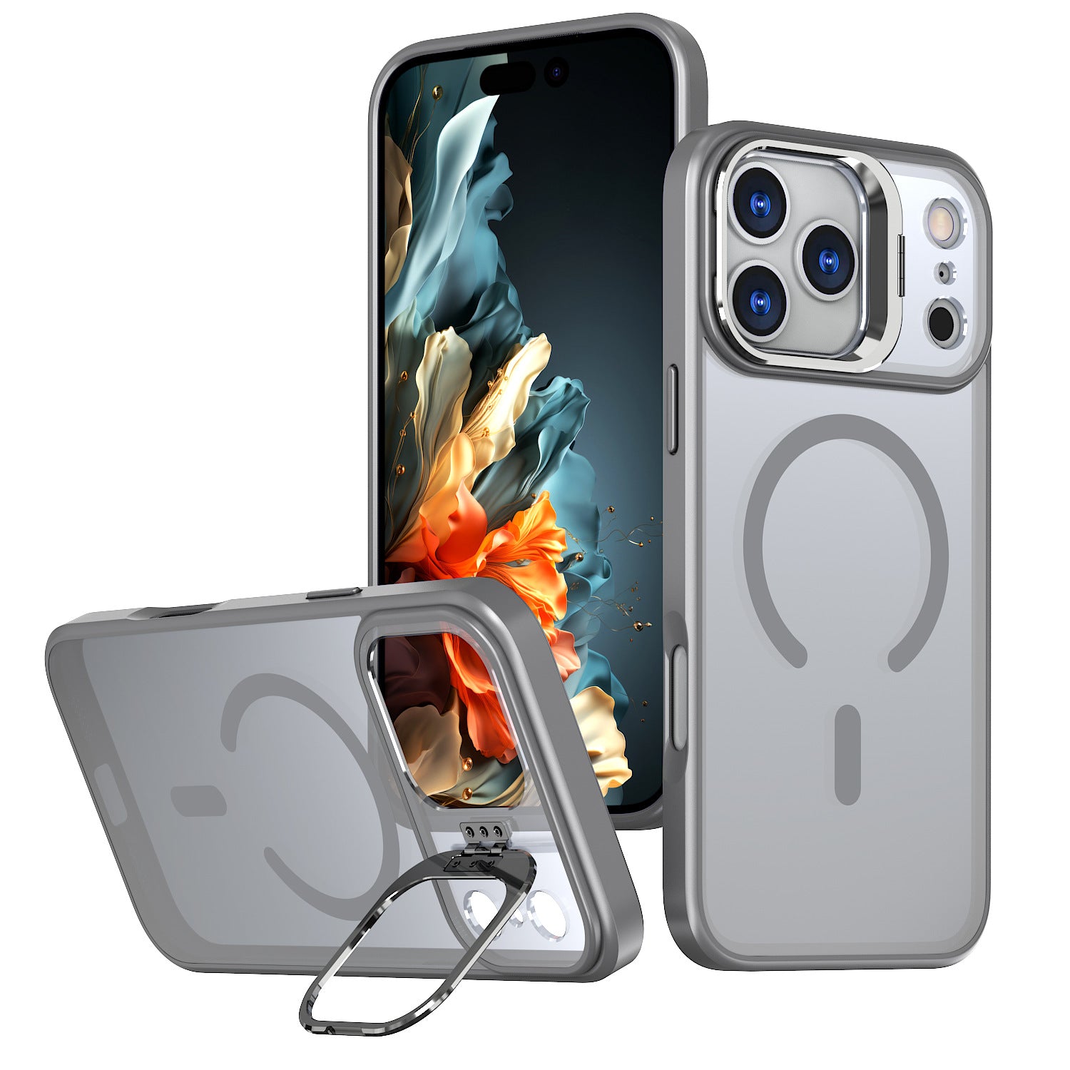 Applicable to Apple 17promax mobile phone case magsafe magnetic lens holder Apple 16pro transparent skin feel 15