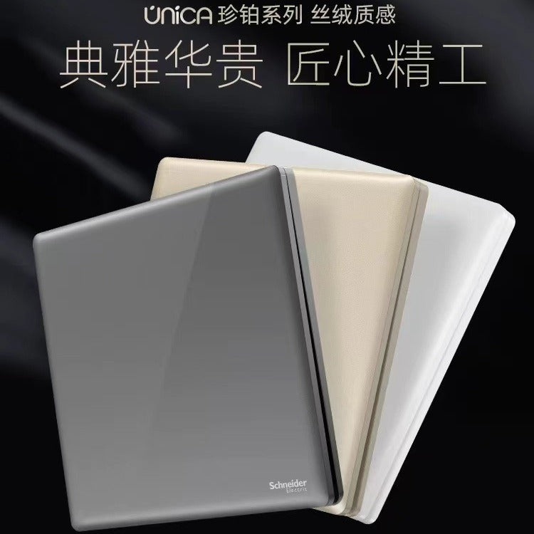 Schneider switch socket panel one open double control five holes smoke cloud ash wall usb plug Zhenbo series USB