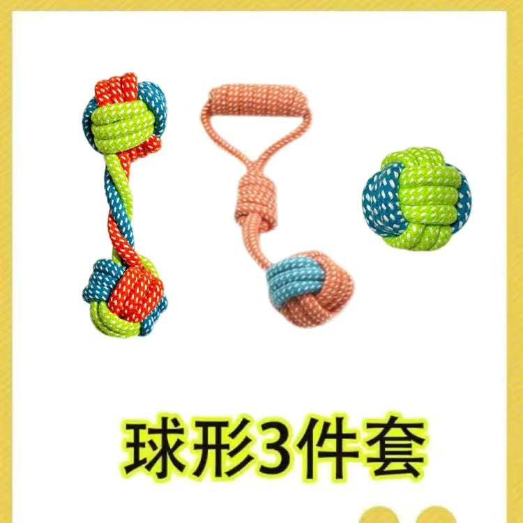 Dog Grinding Tooth Bite-resistant Cotton Rope Toy Small and Medium-sized Dog Dog Toy Knot Toy Frisbee Set Pet Supplies