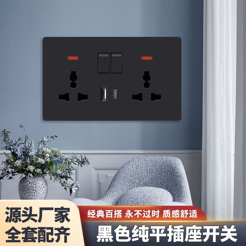 Export for British standard socket switch panel 13A double usb one-open five-hole multi-function three-hole plug 146 foreign trade