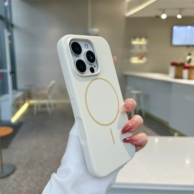 Applicable to iPhone17 liquid silicone thin ring magnetic attraction AI camera button mobile phone case Apple 16promax anti-drop