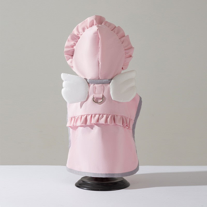 Dog rainy day four-legged waterproof three-dimensional dinosaur bag tail dog teddy poncho medium and large dog golden retriever pet raincoat