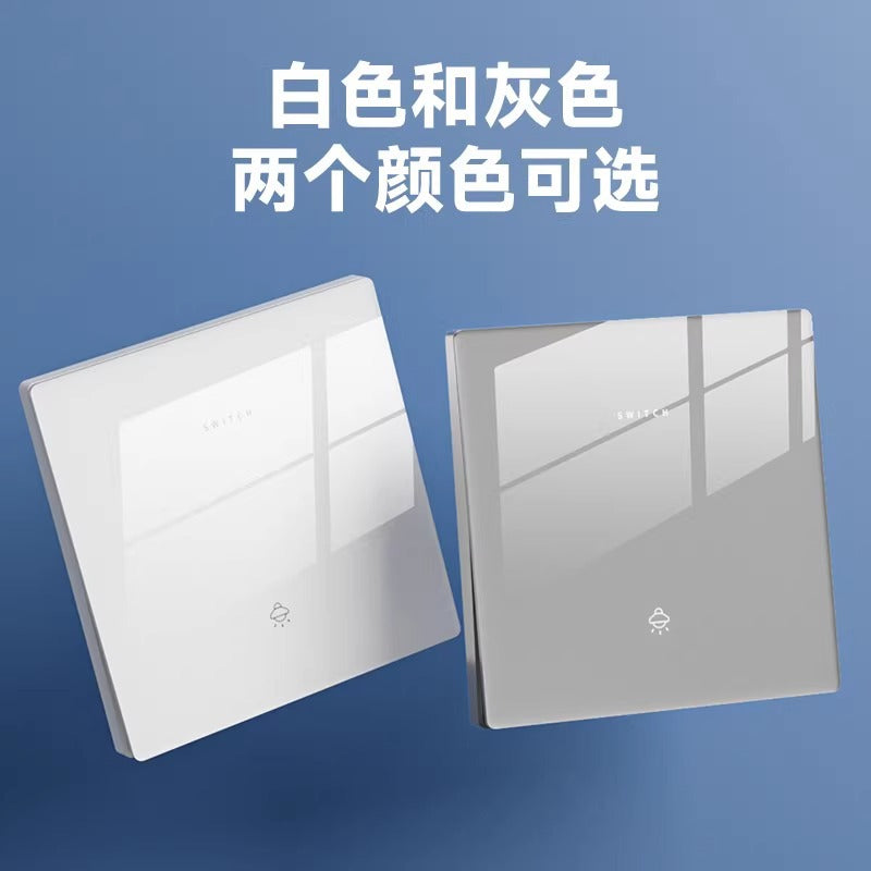 International Electrician 86 glass switch wall socket panel household concealed one-open five-hole plug safety protection