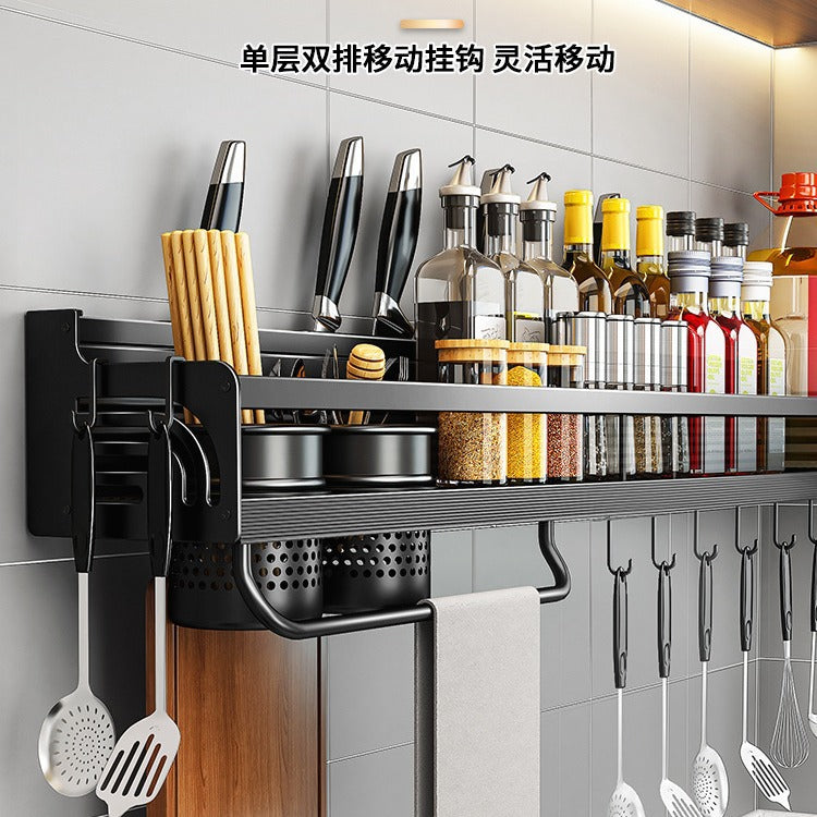 Double-layer kitchen storage rack No punching Multifunctional household wall-mounted chopsticks Knife holder Supplies Daquan hanger