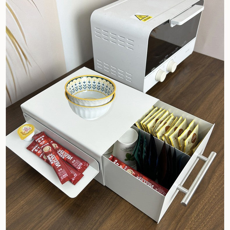Kitchen rack Multi-layer home coffee machine Snack storage Desktop with drawer with baffle Free installation