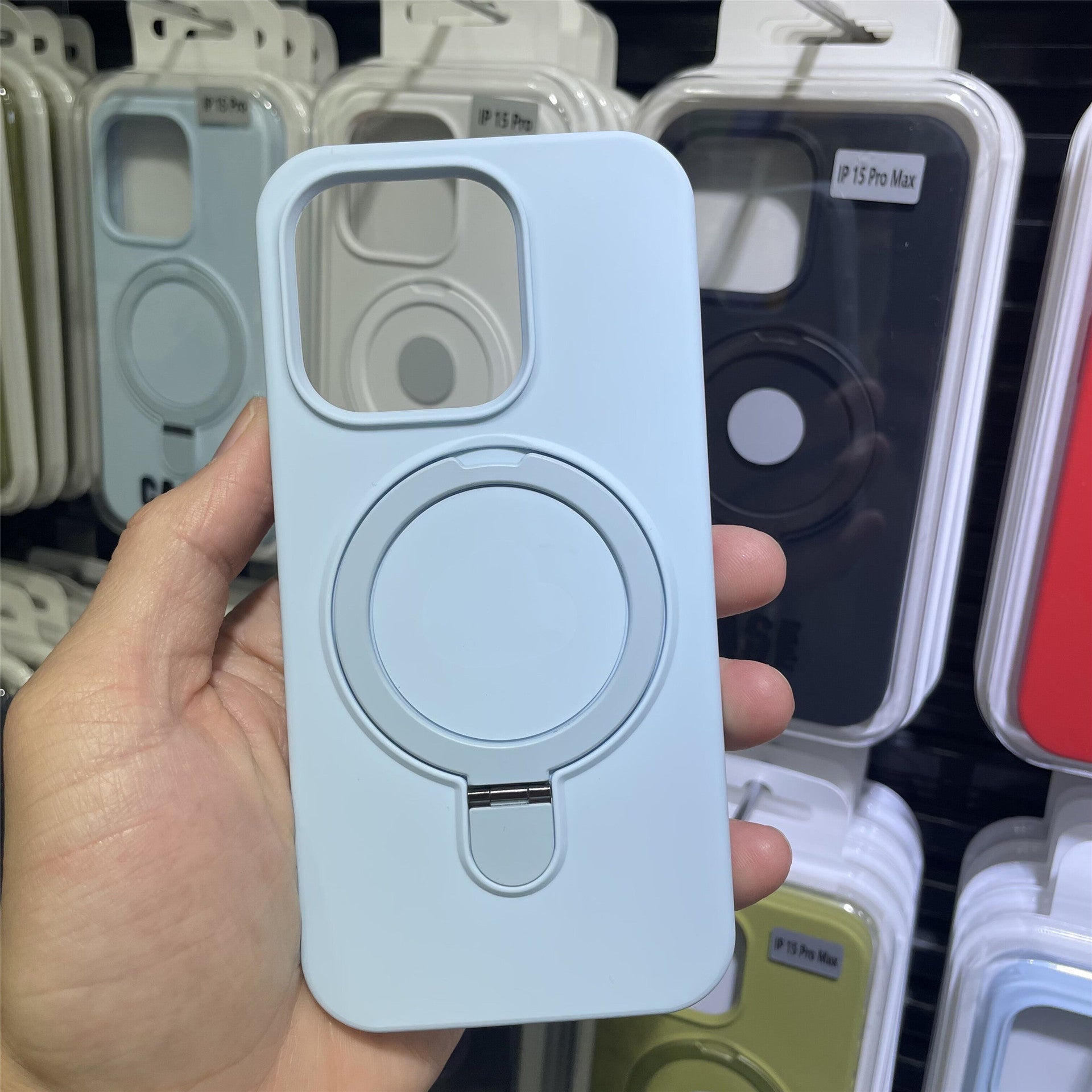 Applicable to Apple 15promax with magnetic bracket mobile phone case liquid silicone iPhone17 with fulcrum protective case