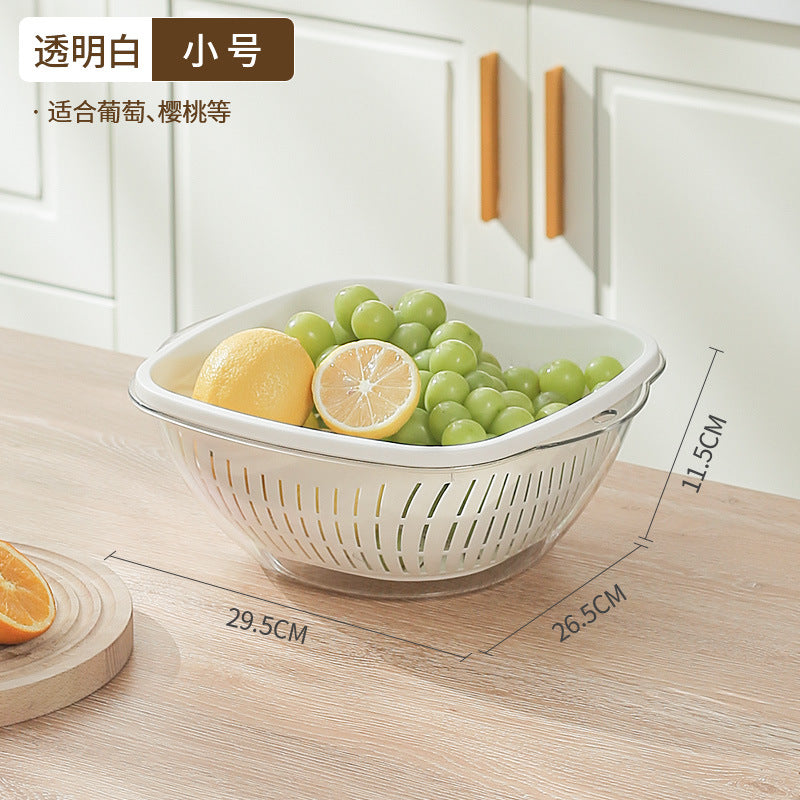 The vegetable washing basin is thickened and enlarged, the vegetable basket is large, the kitchen supplies are household artifacts, and the food-grade fruit plate is double-layer drain basket.