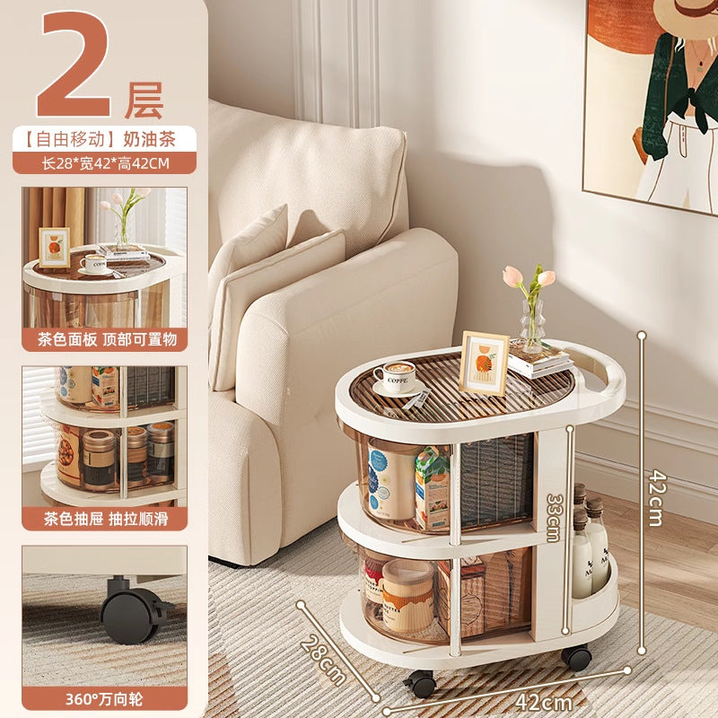 Household trolley rack Snack beverage storage rack Living room bedroom with wheels Convenient multi-layer finishing storage rack