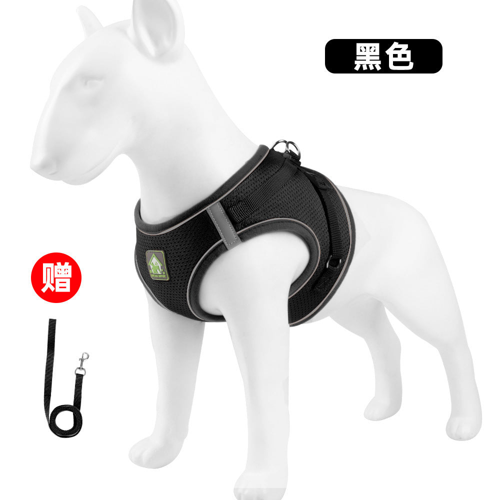 Summer dog reflective adjustable leash vest breathable chest strap small dog leash dog leash pet supplies