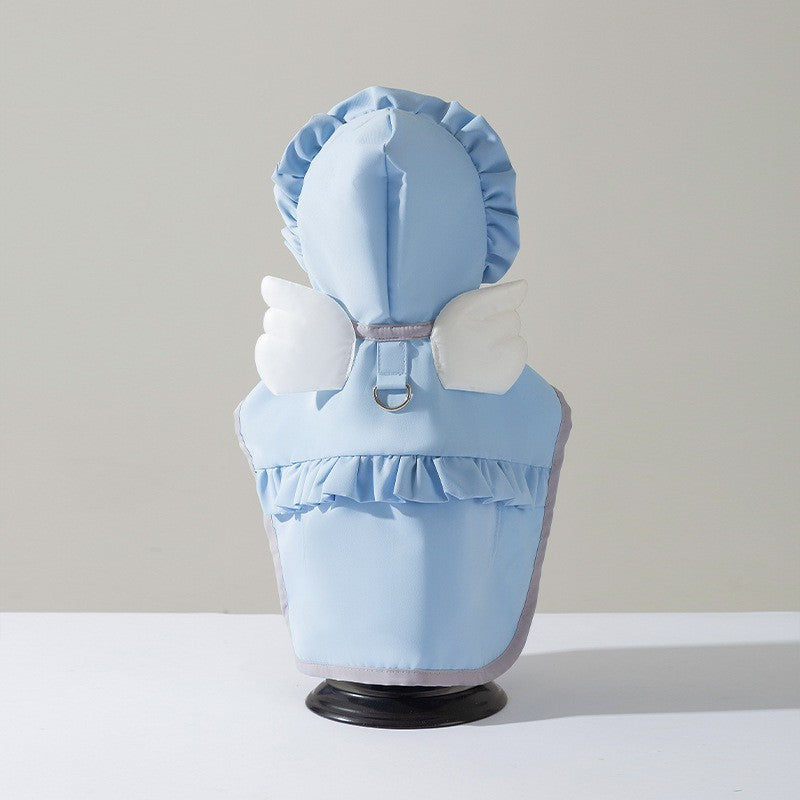 Dog rainy day four-legged waterproof three-dimensional dinosaur bag tail dog teddy poncho medium and large dog golden retriever pet raincoat