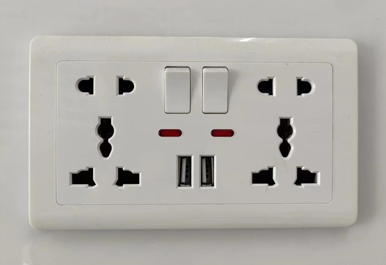 Switching power socket panel Household 86-type concealed panel British five-hole wall power USB socket panel