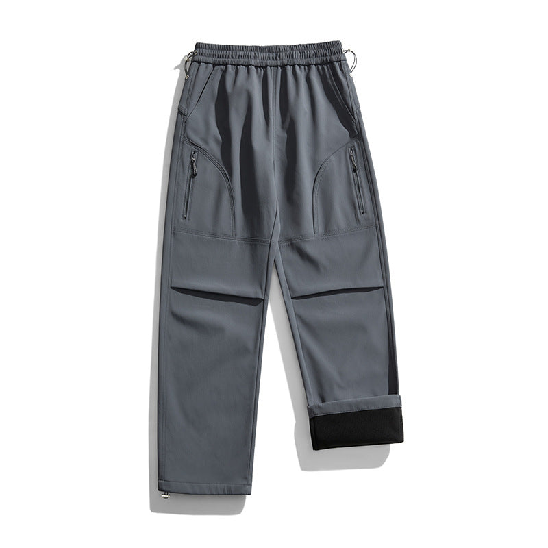 IZEXX tide brand outdoor mountaineering three-proof water-splashing quick-drying sports fleece charge pants men's and women's functional wind overalls