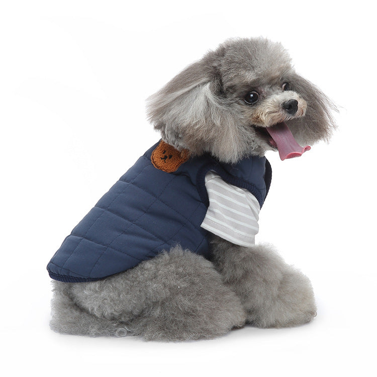 Cross-border popular pet autumn and winter clothes windproof and cold-proof puppy jacket integrated chest and back can pull dog cotton-padded clothes