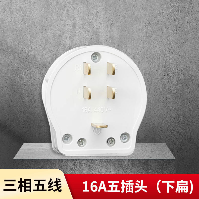 Three-phase five-wire socket 25A five-hole 440V air conditioner 16A plug 86 type wall 380V four-pole industrial power plug