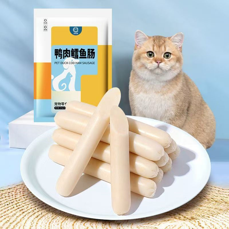 Pet circle duck meat cod ham sausage dog cat pet snack puppy sausage training reward sausage delivery