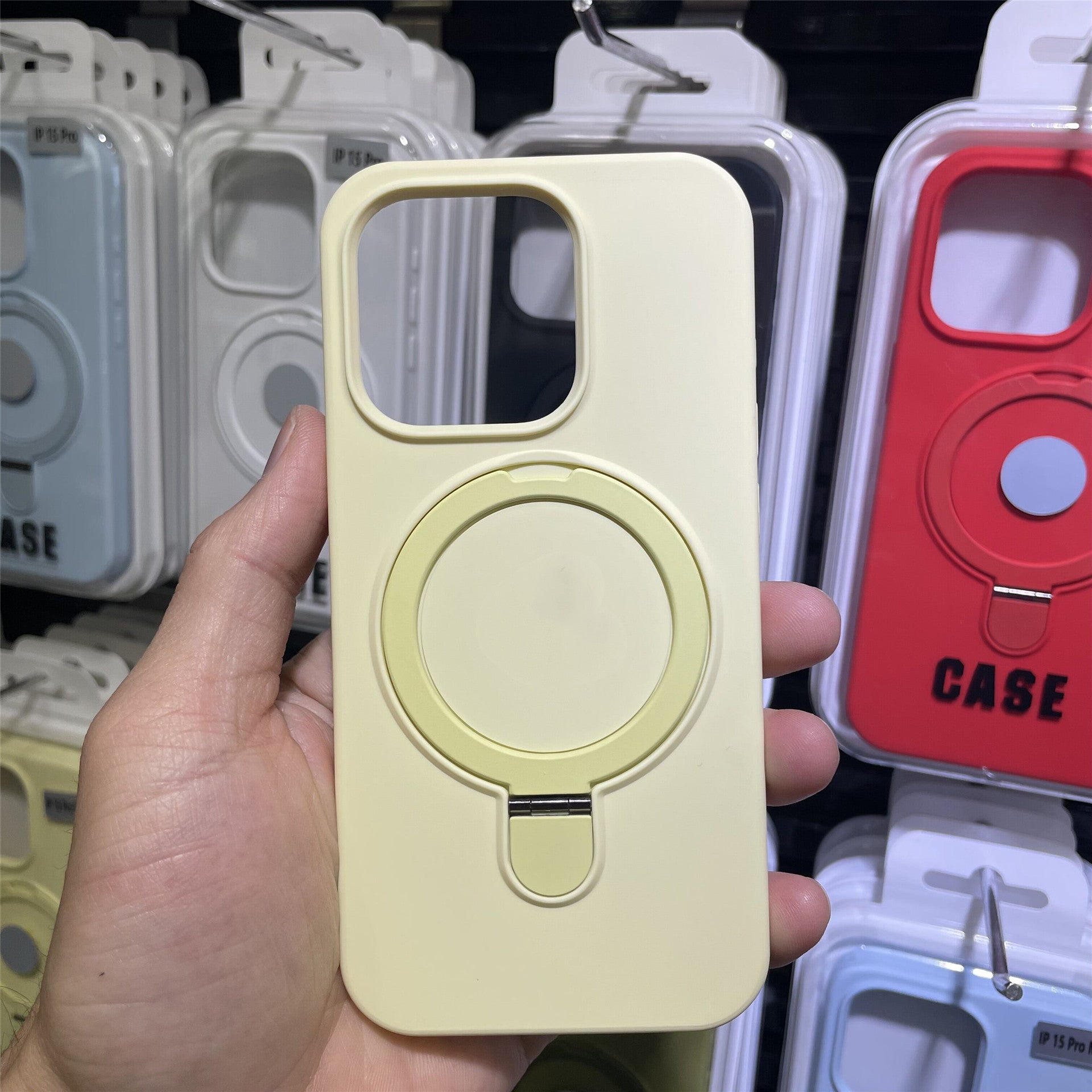 Applicable to Apple 15promax with magnetic bracket mobile phone case liquid silicone iPhone17 with fulcrum protective case