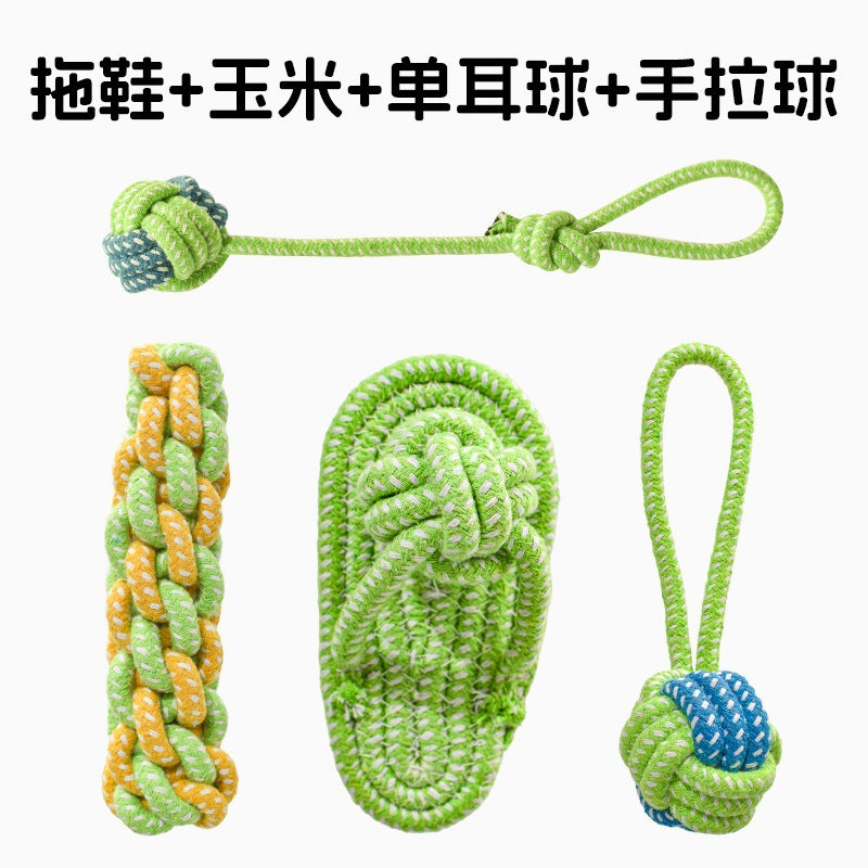 Dog Toys Grinding Teeth Bite-resistant Knot Slippers Small Medium Large Dog Teddy Golden Retriever Bigbear Pet Supplies