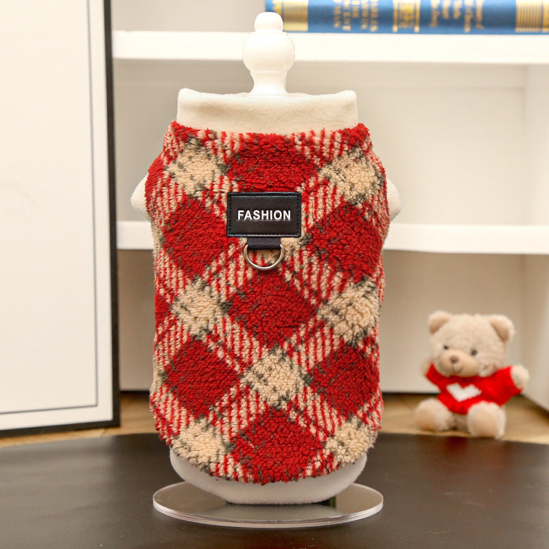 Cat and dog clothes Cat and dog small dog Bigbear teddy autumn and winter warm rainbow striped fleece vest traction can be wholesale