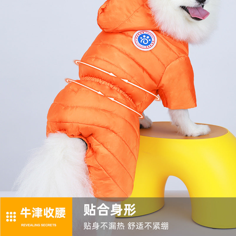 Dog clothes Autumn and winter thickened cotton-padded clothes Small dog Teddy Bigbear Pomeranian winter warm and waterproof four-legged clothes