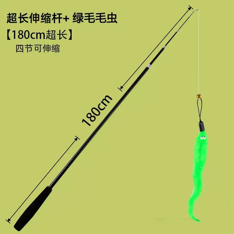 Cat teasing stick 1.8 meters telescopic rod Extended long rod can be retractable, strong and durable self-hi boredom relief artifact Cat teasing artifact