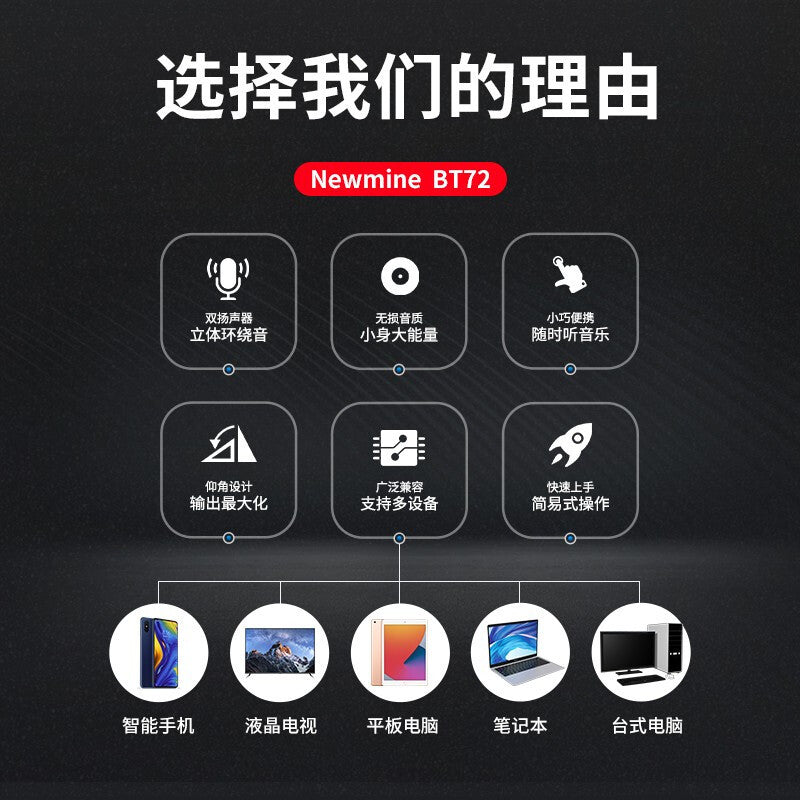 Newman BT72 Computer Mini Audio Wired Desktop Subwoofer Multimedia Laptop Desktop Speaker