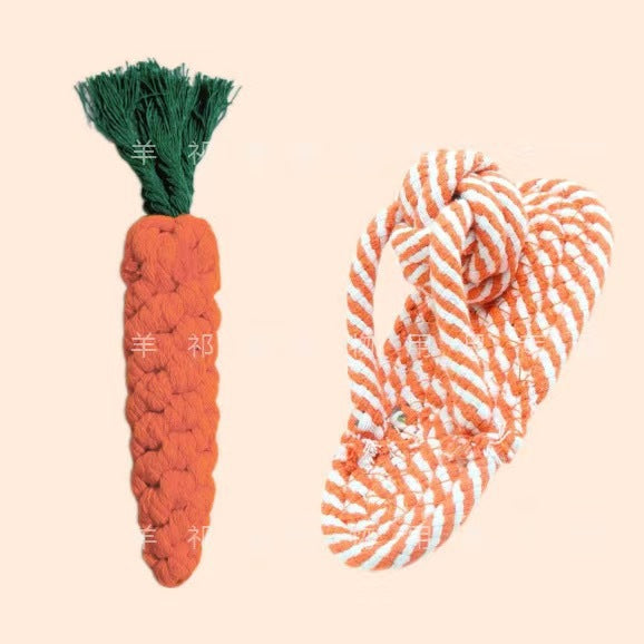 Dog Grinding Tooth Bite-resistant Cotton Rope Toy Small and Medium-sized Dog Dog Toy Knot Toy Frisbee Set Pet Supplies