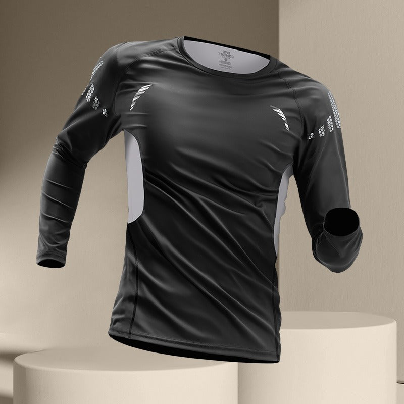 Cross-border foreign trade explosion Long-sleeved outdoor sports men's quick-drying clothes T-shirt Autumn loose bottoming shirt Breathable thin