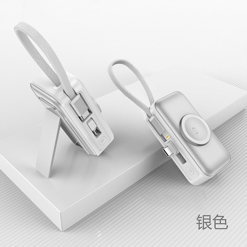 New fast charging three-in-one magnetic wireless charging mobile power supply, support watch earphones, mobile phone multi-function power bank