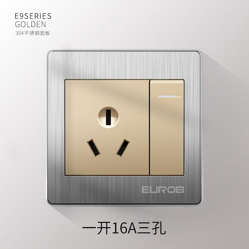 Open switch socket household silver 86 type 5 five-hole plug two or three plug double control wall air conditioner panel