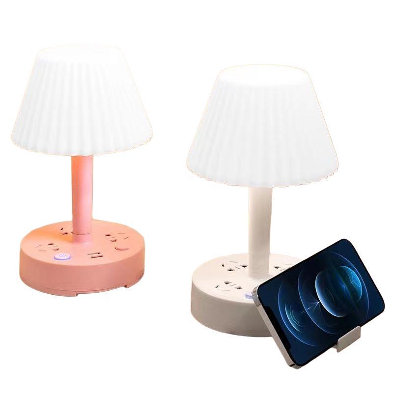 Smart LED Desk Lamp Dimmable Reading Desk Lamp Bedroom Bedside Lamp Student Dormitory Soft Light Eye Protection Lamp USB Socket