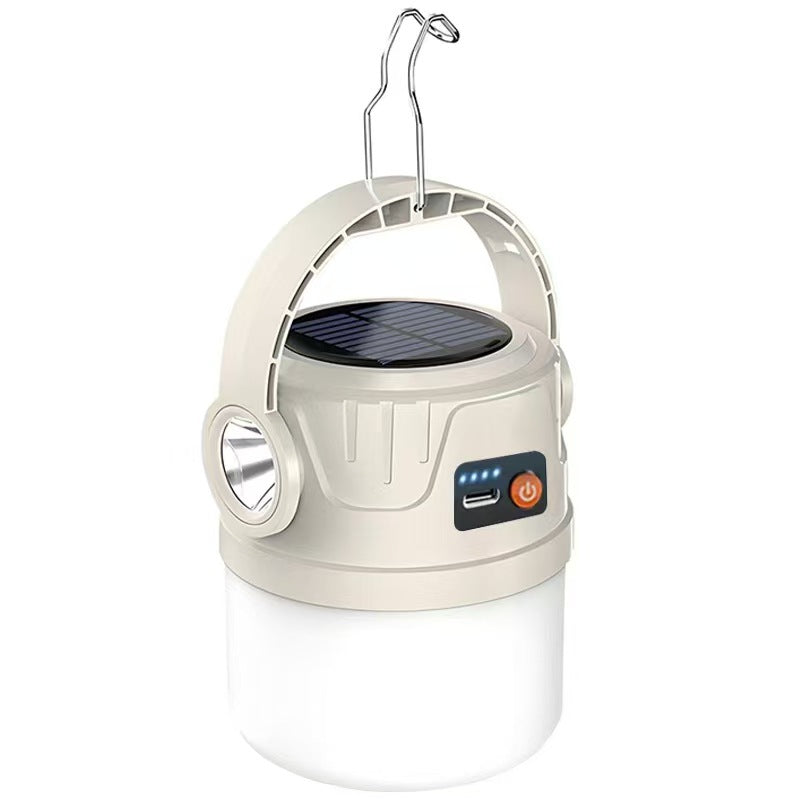 Solar camping light dual light source electric display lighting portable horse light charging long battery life outdoor camping tent light