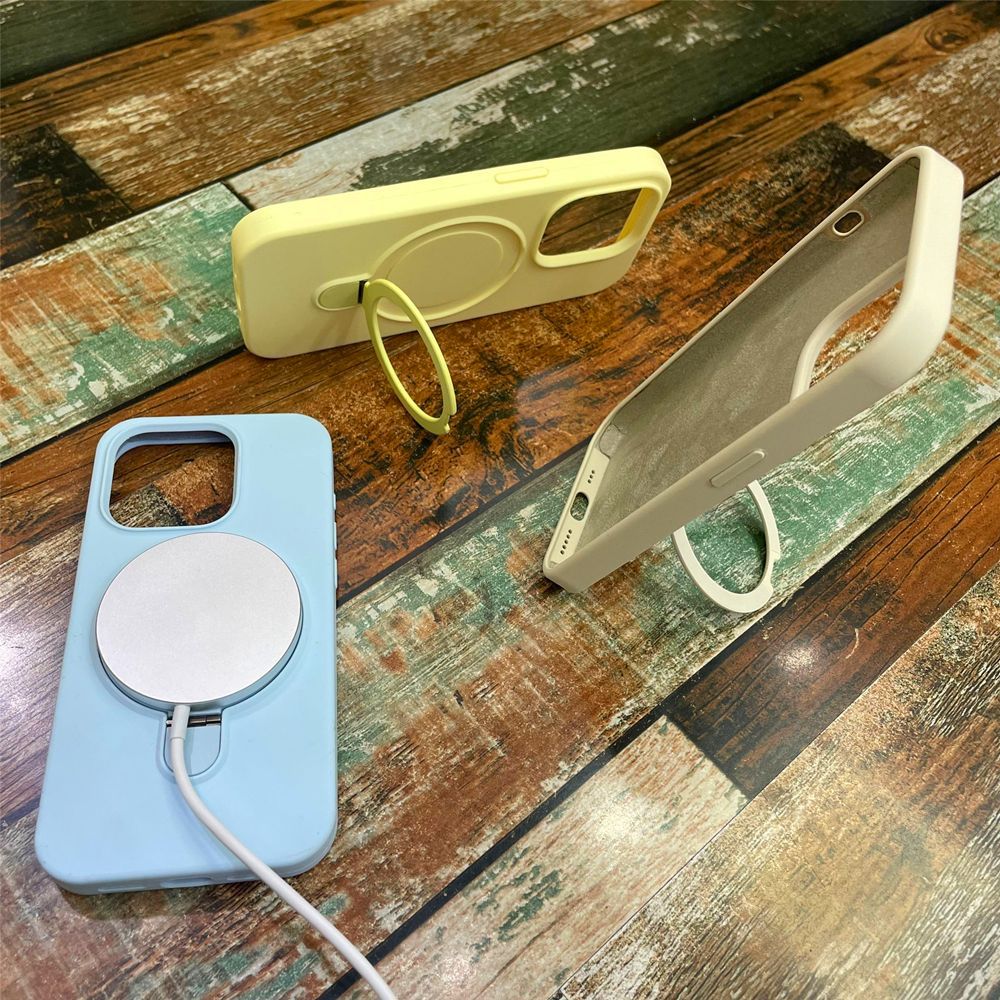 Applicable to Apple 15promax with magnetic bracket mobile phone case liquid silicone iPhone17 with fulcrum protective case